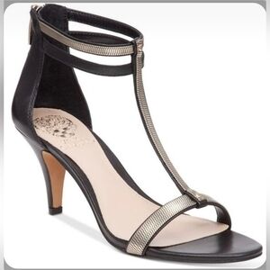 Brand New Vince Camuto Black Heels with Gold Trim, US 8M